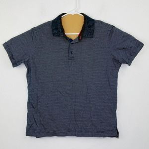 Robert Graham Men's Large Polo Shirt Blue White Check Classic Fit Popover C29